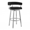 Armen Living Lorin Faux Leather And Brushed Stainless Steel Swivel Bar Stool 015