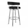 Armen Living Lorin Faux Leather And Brushed Stainless Steel Swivel Bar Stool 014