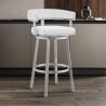 Armen Living Lorin Faux Leather And Brushed Stainless Steel Swivel Bar Stool
