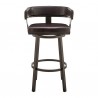 Armen Living Lorin Swivel Counter Stool In Java Brown Finish And Chocolate Faux Leather 001