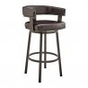 Armen Living Lorin Swivel Counter Stool In Java Brown Finish And Chocolate Faux Leather 003