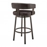 Armen Living Lorin Swivel Counter Stool In Java Brown Finish And Chocolate Faux Leather 005