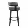 Lorin 26" Swivel Counter Stool in Black Finish and Gray Faux Leather 003 - Lorin 26" Swivel Counter Stool in Black Finish and Gray Faux Leather 003