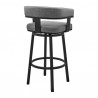 Lorin 26" Swivel Counter Stool in Black Finish and Gray Faux Leather 004