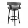 Lorin 26" Swivel Counter Stool in Black Finish and Gray Faux Leather 004 - Lorin 26" Swivel Counter Stool in Black Finish and Gray Faux Leather 004