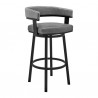 Lorin 26" Swivel Counter Stool in Black Finish and Gray Faux Leather 005
