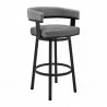 Lorin 26" Swivel Counter Stool in Black Finish and Gray Faux Leather 005 - Lorin 26" Swivel Counter Stool in Black Finish and Gray Faux Leather 005