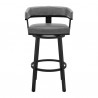 Lorin 26" Swivel Counter Stool in Black Finish and Gray Faux Leather 0087