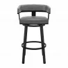 Lorin 26" Swivel Counter Stool in Black Finish and Gray Faux Leather 0087 - Lorin 26" Swivel Counter Stool in Black Finish and Gray Faux Leather 0087