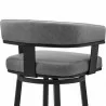 Lorin 26" Swivel Counter Stool in Black Finish and Gray Faux Leather 006 - Lorin 26" Swivel Counter Stool in Black Finish and Gray Faux Leather 006