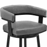 Lorin 26" Swivel Counter Stool in Black Finish and Gray Faux Leather 001 - Lorin 26" Swivel Counter Stool in Black Finish and Gray Faux Leather 001