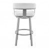 Armen Living Lorin Swivel Counter Stool In Silver Finish With White Faux Leather  001