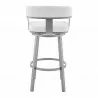 Armen Living Lorin Swivel Counter Stool In Silver Finish With White Faux Leather  001 - Armen Living Lorin Swivel Counter Stool In Silver Finish With White Faux Leather  001