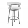 Armen Living Lorin Swivel Counter Stool In Silver Finish With White Faux Leather  003 - Armen Living Lorin Swivel Counter Stool In Silver Finish With White Faux Leather  003