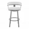 Armen Living Lorin Swivel Counter Stool In Silver Finish With White Faux Leather  004 - Armen Living Lorin Swivel Counter Stool In Silver Finish With White Faux Leather  004