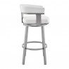 Armen Living Lorin Swivel Counter Stool In Silver Finish With White Faux Leather  002