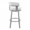 Armen Living Lorin Swivel Counter Stool In Silver Finish With White Faux Leather  002 - Armen Living Lorin Swivel Counter Stool In Silver Finish With White Faux Leather  002