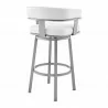 Armen Living Lorin Swivel Counter Stool In Silver Finish With White Faux Leather  005 - Armen Living Lorin Swivel Counter Stool In Silver Finish With White Faux Leather  005