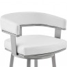 Armen Living Lorin Swivel Counter Stool In Silver Finish With White Faux Leather  006