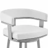 Armen Living Lorin Swivel Counter Stool In Silver Finish With White Faux Leather  006 - Armen Living Lorin Swivel Counter Stool In Silver Finish With White Faux Leather  006