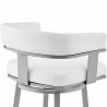 Armen Living Lorin Swivel Counter Stool In Silver Finish With White Faux Leather  006 - Armen Living Lorin Swivel Counter Stool In Silver Finish With White Faux Leather  006