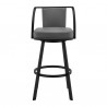 Armen Living Livingston Gray Faux Leather And Black Metal Swivel Bar Stool 001