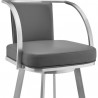 Armen Living Livingston Gray Faux Leather And Brushed Stainless Steel Swivel Bar Stool In Silver 004