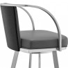 Armen Living Livingston Gray Faux Leather And Brushed Stainless Steel Swivel Bar Stool In Silver 005