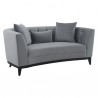 Armen Melange Gray/Blue Velvet Loveseat With Black Wood Base  08