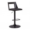 Milan Adjustable Swivel Black Faux Leather and Black Wood Bar Stool with Black Base 002