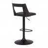 Milan Adjustable Swivel Black Faux Leather and Black Wood Bar Stool with Black Base 004