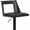 Milan Adjustable Swivel Black Faux Leather and Black Wood Bar Stool with Black Base 006