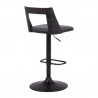Milan Adjustable Swivel Grey Faux Leather and Black Wood Bar Stool with Black Base 001