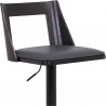 Milan Adjustable Swivel Grey Faux Leather and Black Wood Bar Stool with Black Base 005