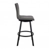 Armen Living Nikole Swivel Bar Stool In Matt Black Finish With Gray Faux Leather 004