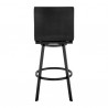 Armen Living Nikole Swivel Bar Stool In Matt Black Finish With Gray Faux Leather 002