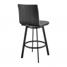 Armen Living Nikole Swivel Bar Stool In Matt Black Finish With Gray Faux Leather 006