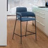 Oshen 26" Blue Faux Leather and Metal Counter Height Bar Stool in Light Blue