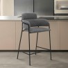   Oshen 26" Gray Faux Leather and Metal Counter Height Bar Stool