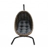 Armen Living Pisces Indoor Outdoor Hanging Egg Swing Chair in Espresso Wicker with Black Iron Stand- Front