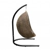 Armen Living Pisces Indoor Outdoor Hanging Egg Swing Chair in Espresso Wicker with Black Iron Stand- Side