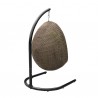 Armen Living Pisces Indoor Outdoor Hanging Egg Swing Chair in Espresso Wicker with Black Iron Stand- Back View