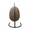 Armen Living Pisces Indoor Outdoor Hanging Egg Swing Chair in Espresso Wicker with Black Iron Stand- Back