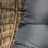 Armen Living Pisces Indoor Outdoor Hanging Egg Swing Chair in Espresso Wicker with Black Iron Stand