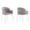 Portia Gray Velvet and Brushed Stainless Steel Dining Room Chairs - Set of 2 01