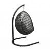 Armen Living Rio Indoor Outdoor Patio Egg Swing Chair with Stand- Black Back Angle