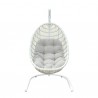 Armen Living Rio Indoor Outdoor Patio Egg Swing Chair with Stand- White Front