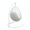 Armen Living Rio Indoor Outdoor Patio Egg Swing Chair with Stand- White Back