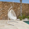 Armen Living Rio Indoor Outdoor Patio Egg Swing Chair with Stand- White
