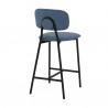 Rococo 26" Blue Faux Leather and Metal Counter Height Bar Stool 001